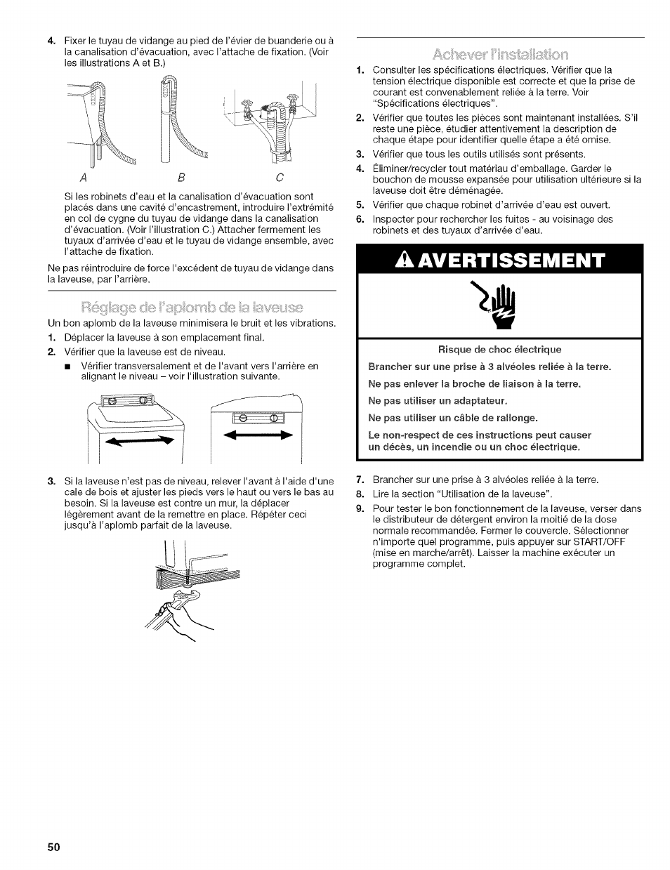 A avertissement | Kenmore 110.4472 User Manual | Page 50 / 60