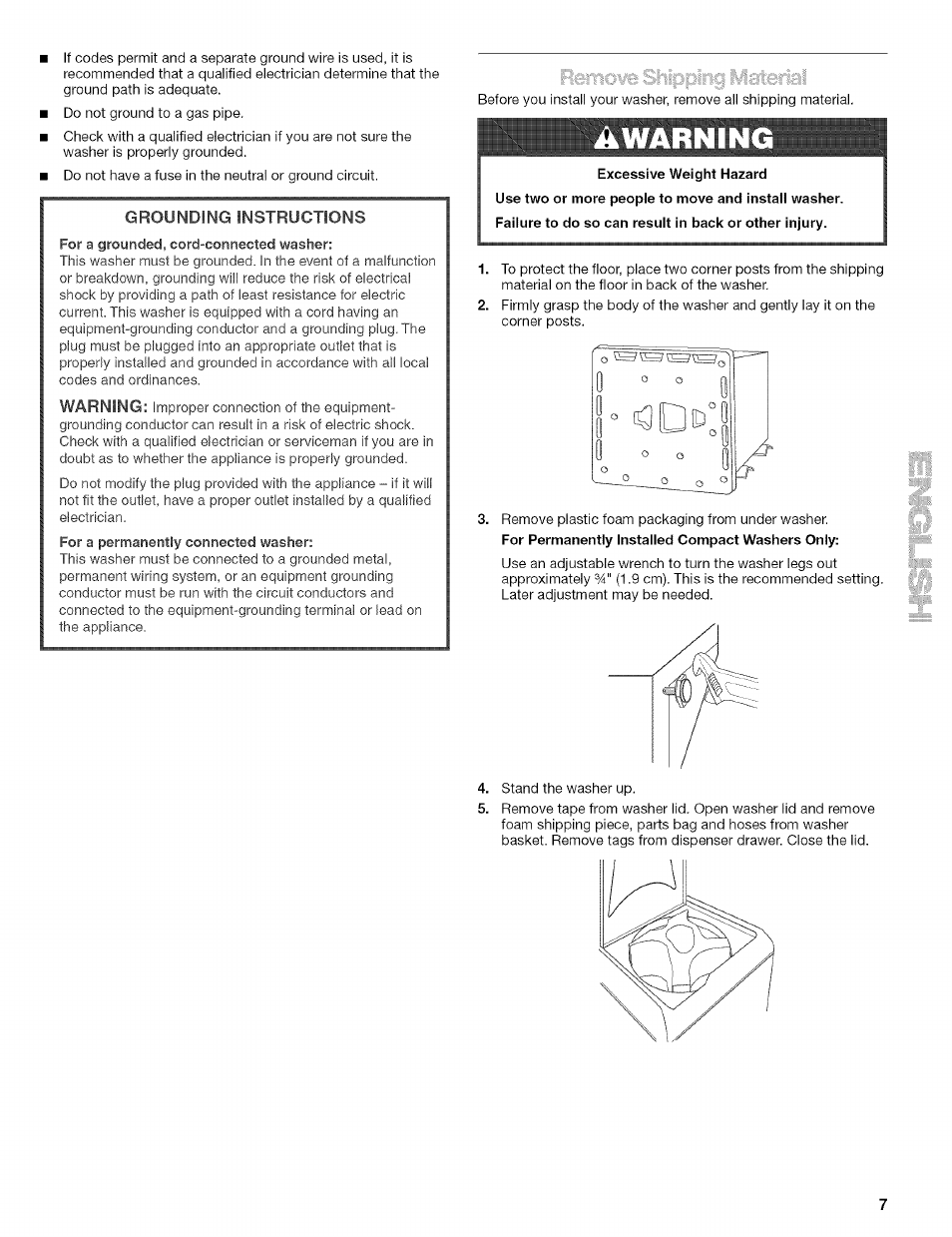 Excessive weight hazard | Kenmore 110.4472 User Manual | Page 7 / 60