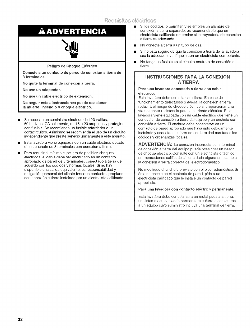 Aadvertencia | Kenmore 110.4646 User Manual | Page 32 / 80