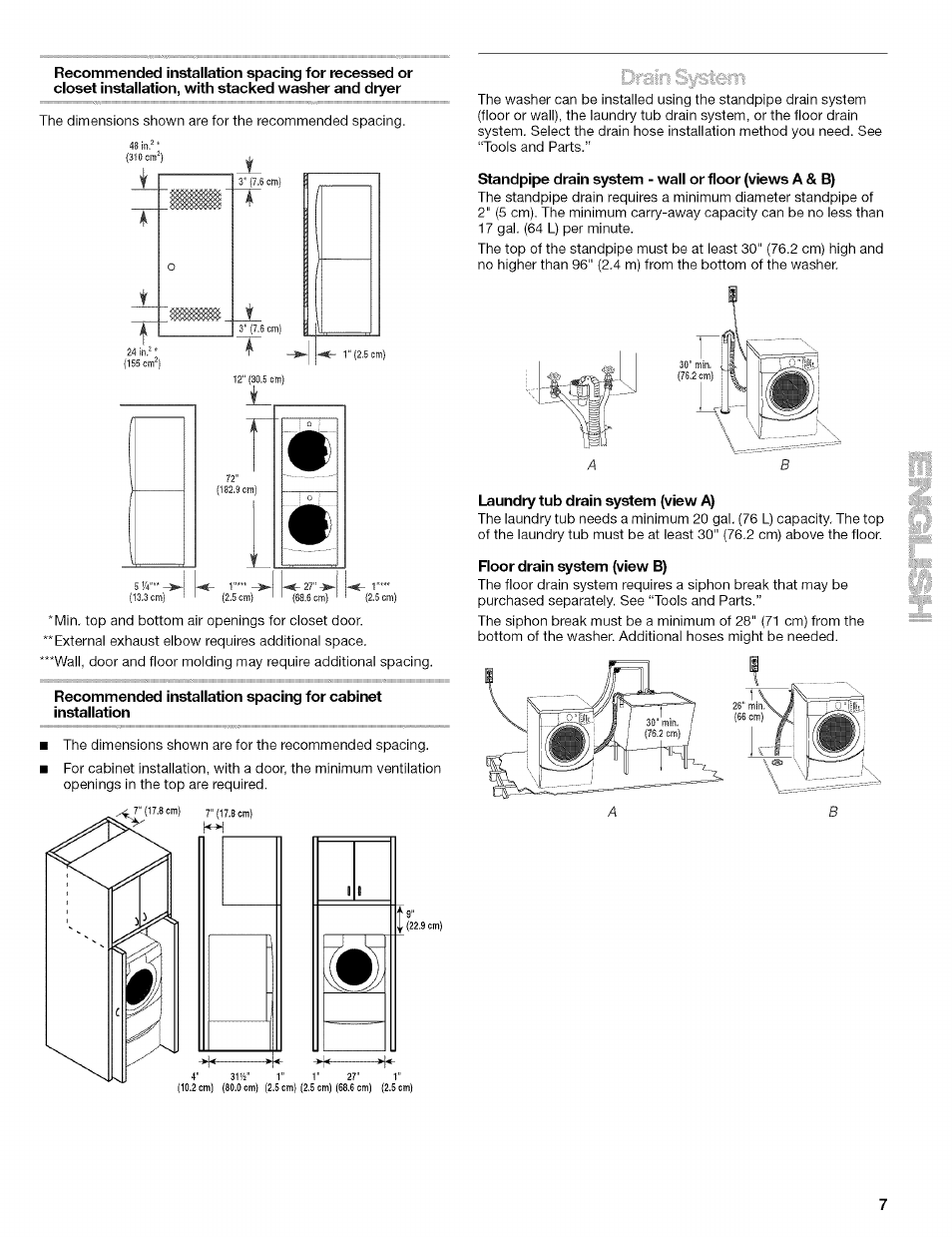 Laundry tub drain system (view, Floor drain system (view b) | Kenmore 110.4646 User Manual | Page 7 / 80