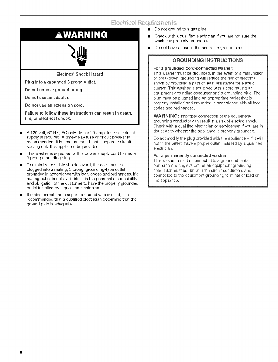 Awarning | Kenmore 110.4646 User Manual | Page 8 / 80