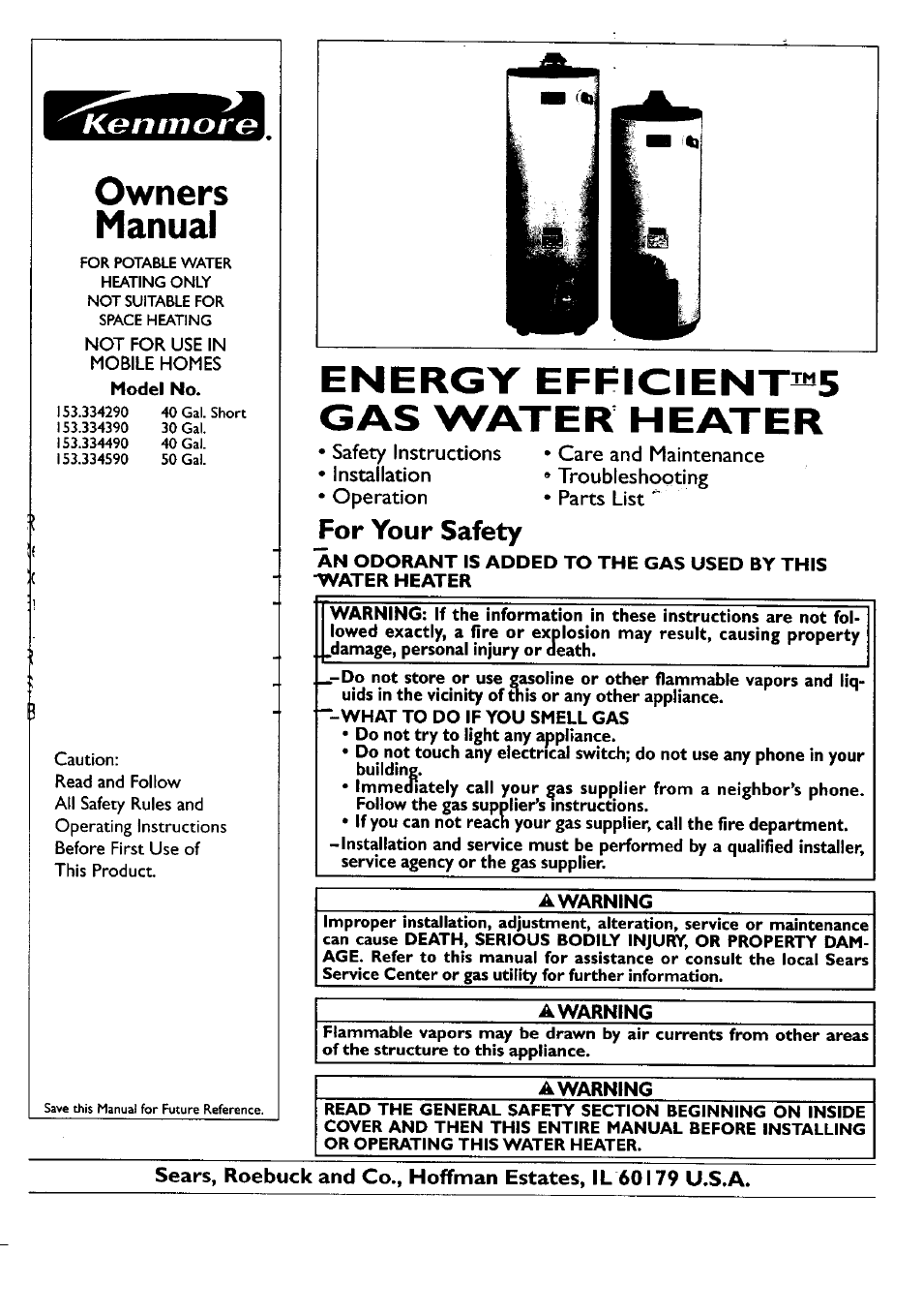 Kenmore 153.33459 User Manual | 28 pages