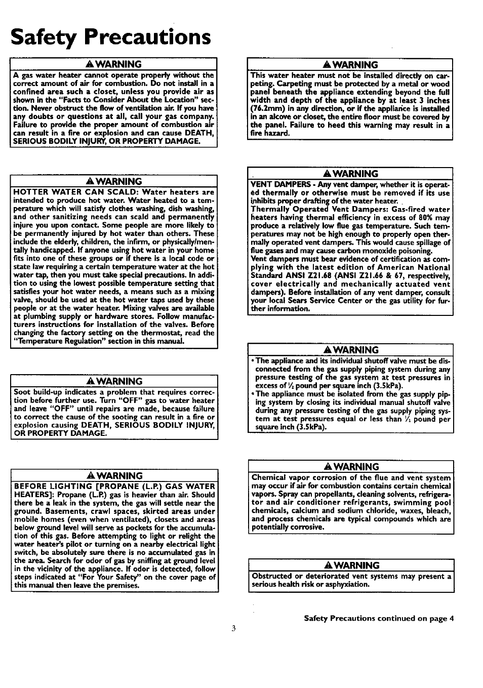 Awarning, Safety precautions | Kenmore 153.33459 User Manual | Page 3 / 28