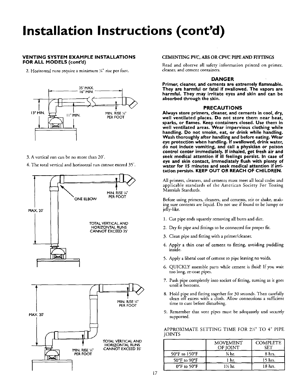 Installation instructions (cont’d) | Kenmore POWER MISER 153.335816 User Manual | Page 17 / 40