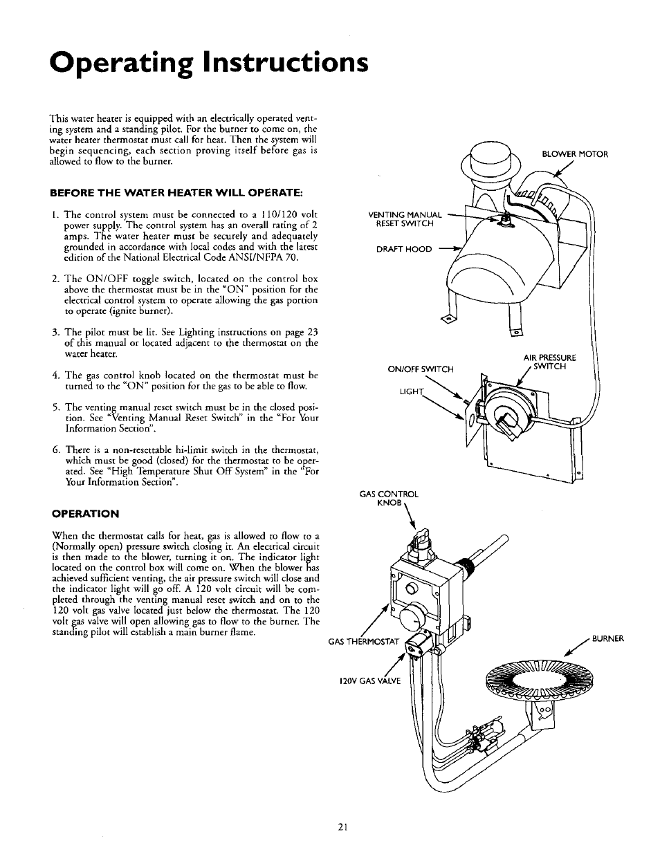 Operating instructions | Kenmore POWER MISER 153.335816 User Manual | Page 21 / 40