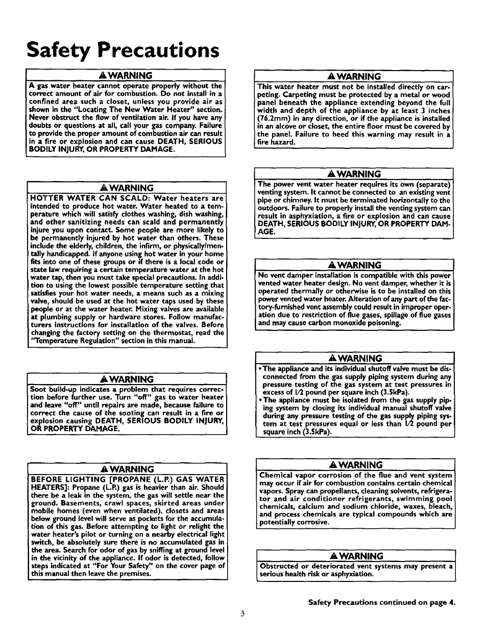 A warning, Awarning, Awarntng | Safety precautions | Kenmore POWER MISER 153.335816 User Manual | Page 3 / 40