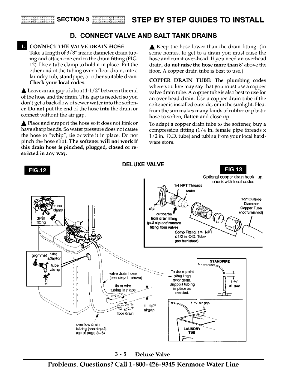 D. connect valve and salt tank drains, Step by step guides to install | Kenmore Water System User Manual | Page 16 / 20