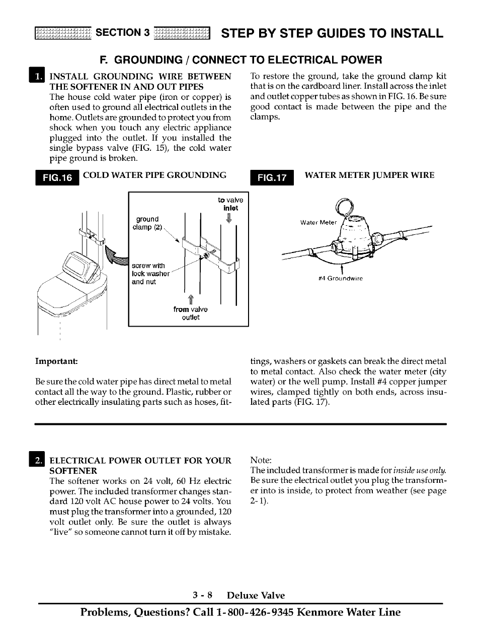 F. grounding / connect to electrical power, Step by step guides to install | Kenmore Water System User Manual | Page 19 / 20