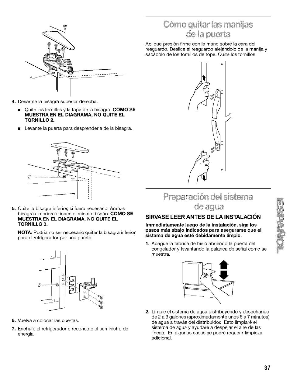 Sirvase leer antes de la instalacion | Kenmore 2200128 User Manual | Page 37 / 96