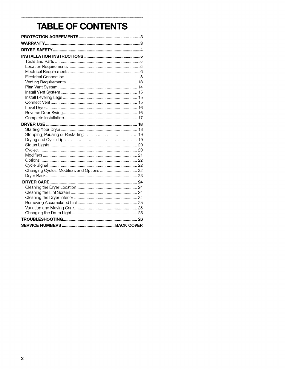 Kenmore ELITE OASIS 110.6703 User Manual | Page 2 / 56