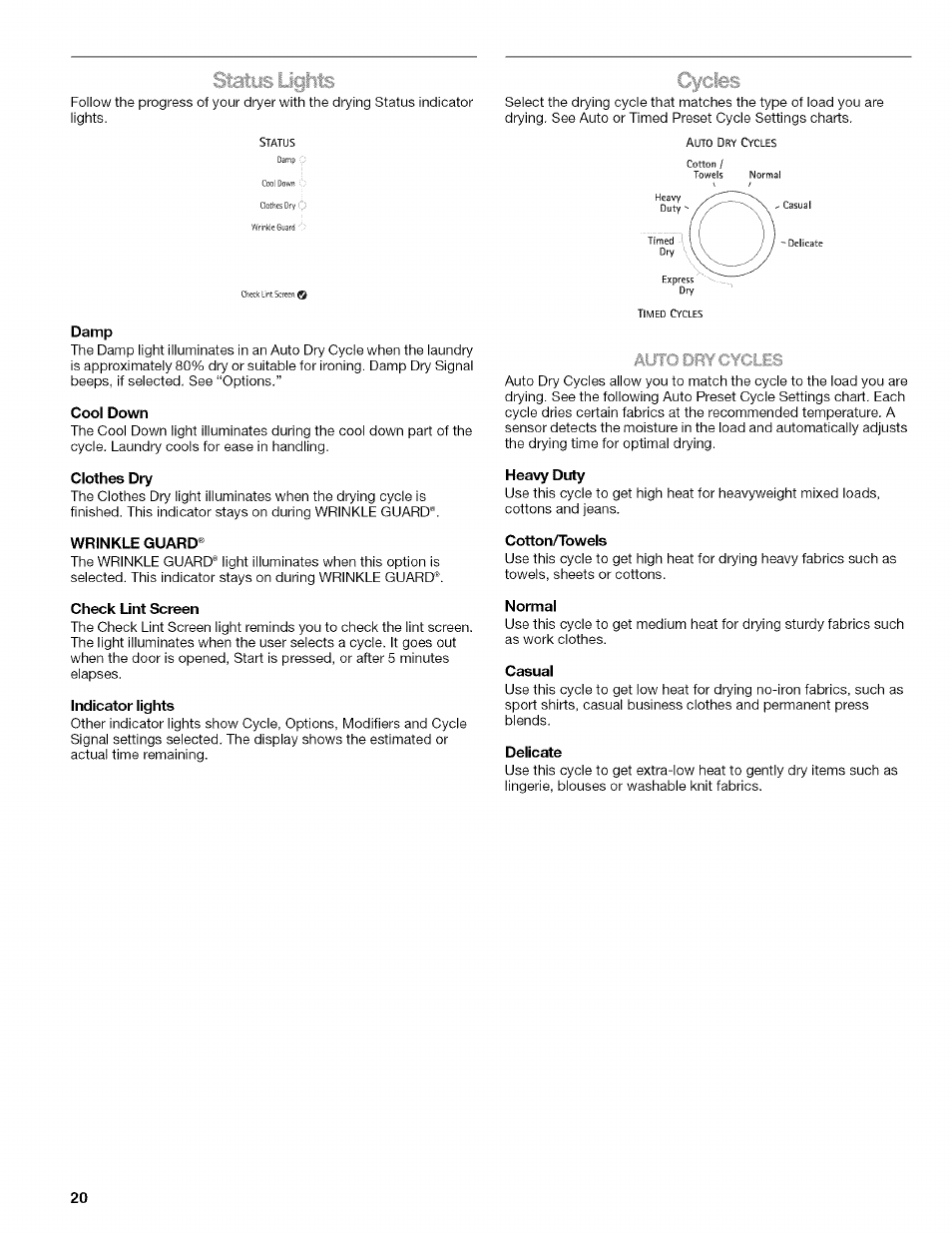 F f u f | Kenmore ELITE OASIS 110.6703 User Manual | Page 20 / 56