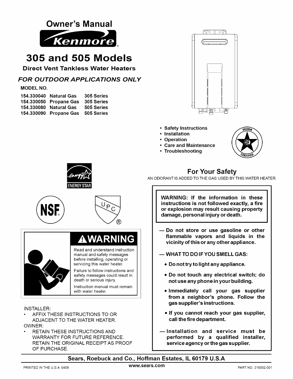 Kenmore 305 User Manual | 36 pages