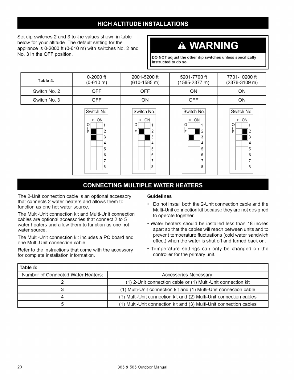 Guidelines, A warning, High altitude installations | Kenmore 305 User Manual | Page 20 / 36