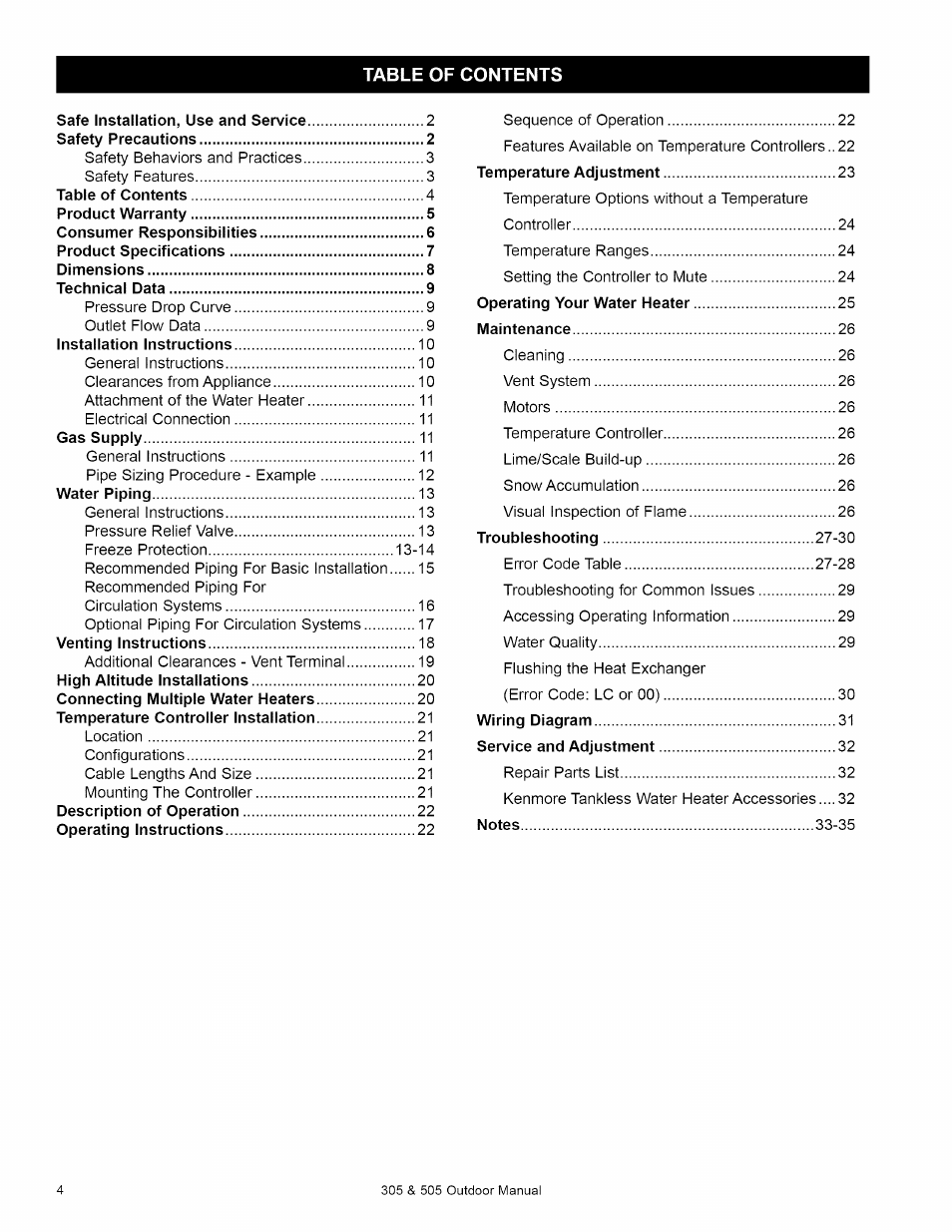 Kenmore 305 User Manual | Page 4 / 36