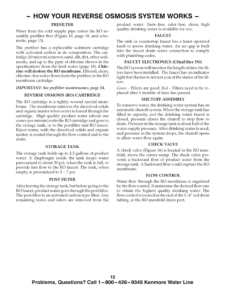 How your reverse osmosis system works | Kenmore 625.385700 User Manual | Page 12 / 24