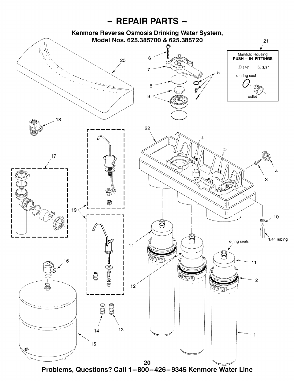 Repair parts | Kenmore 625.385700 User Manual | Page 20 / 24