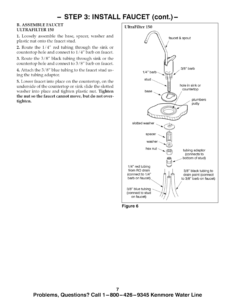Step 3: install faucet (cont.) | Kenmore 625.385700 User Manual | Page 7 / 24