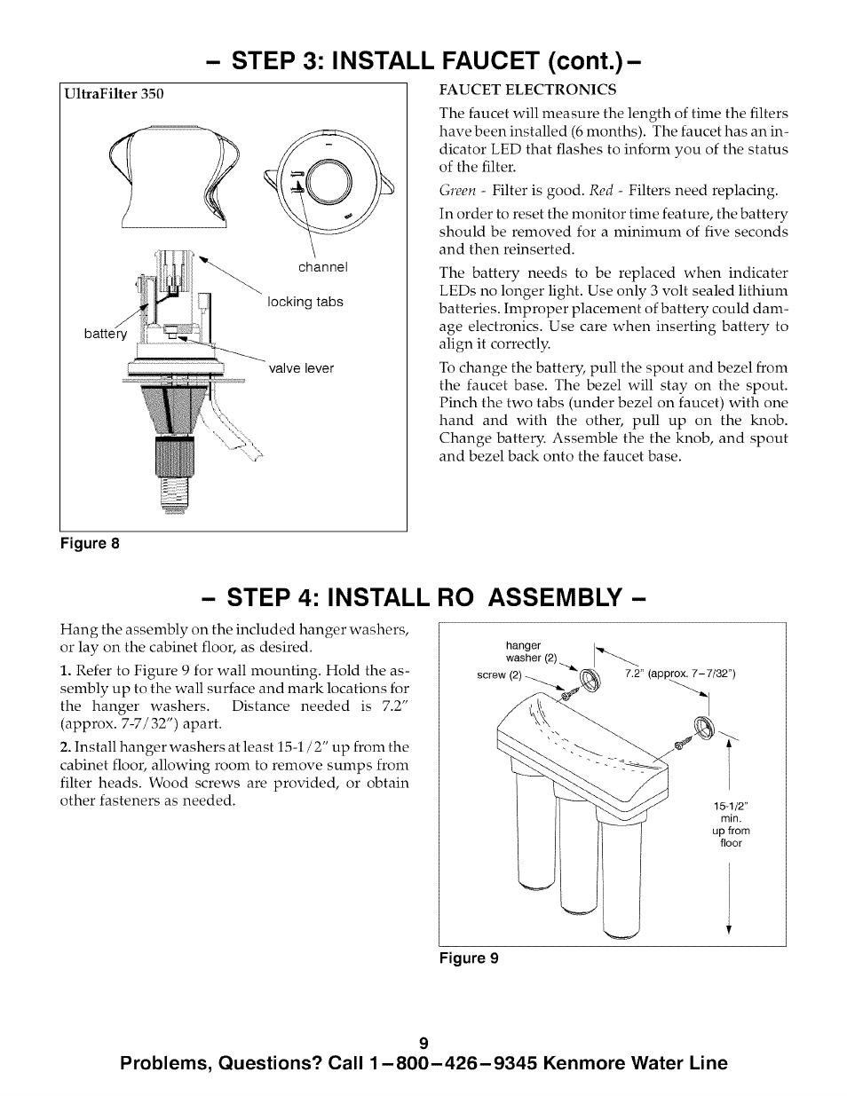 Step 4: install ro assembly, Step 3: install faucet (cont.) | Kenmore 625.385700 User Manual | Page 9 / 24