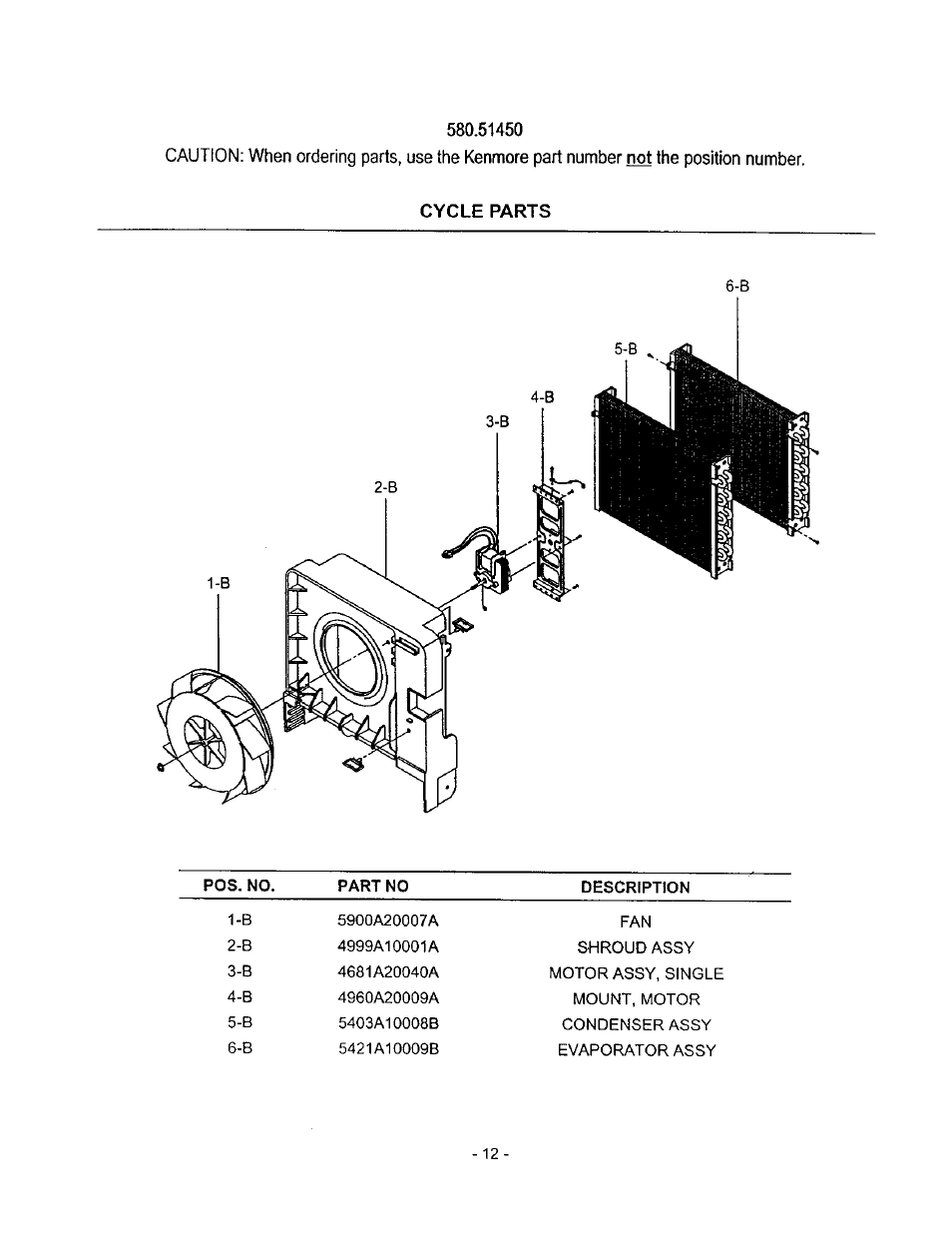 Cycle parts | Kenmore 580.5145 User Manual | Page 12 / 13