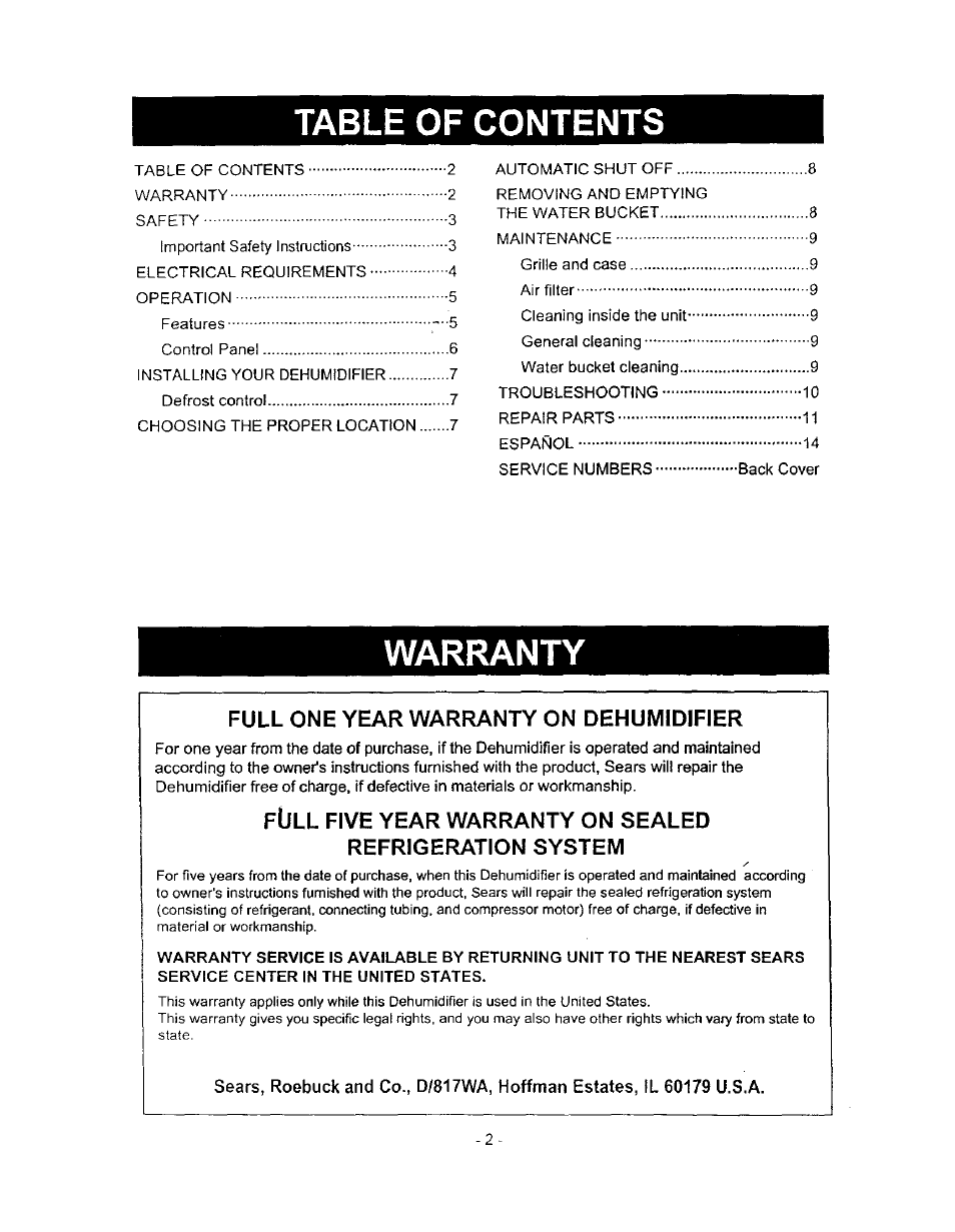 Kenmore 580.5145 User Manual | Page 2 / 13