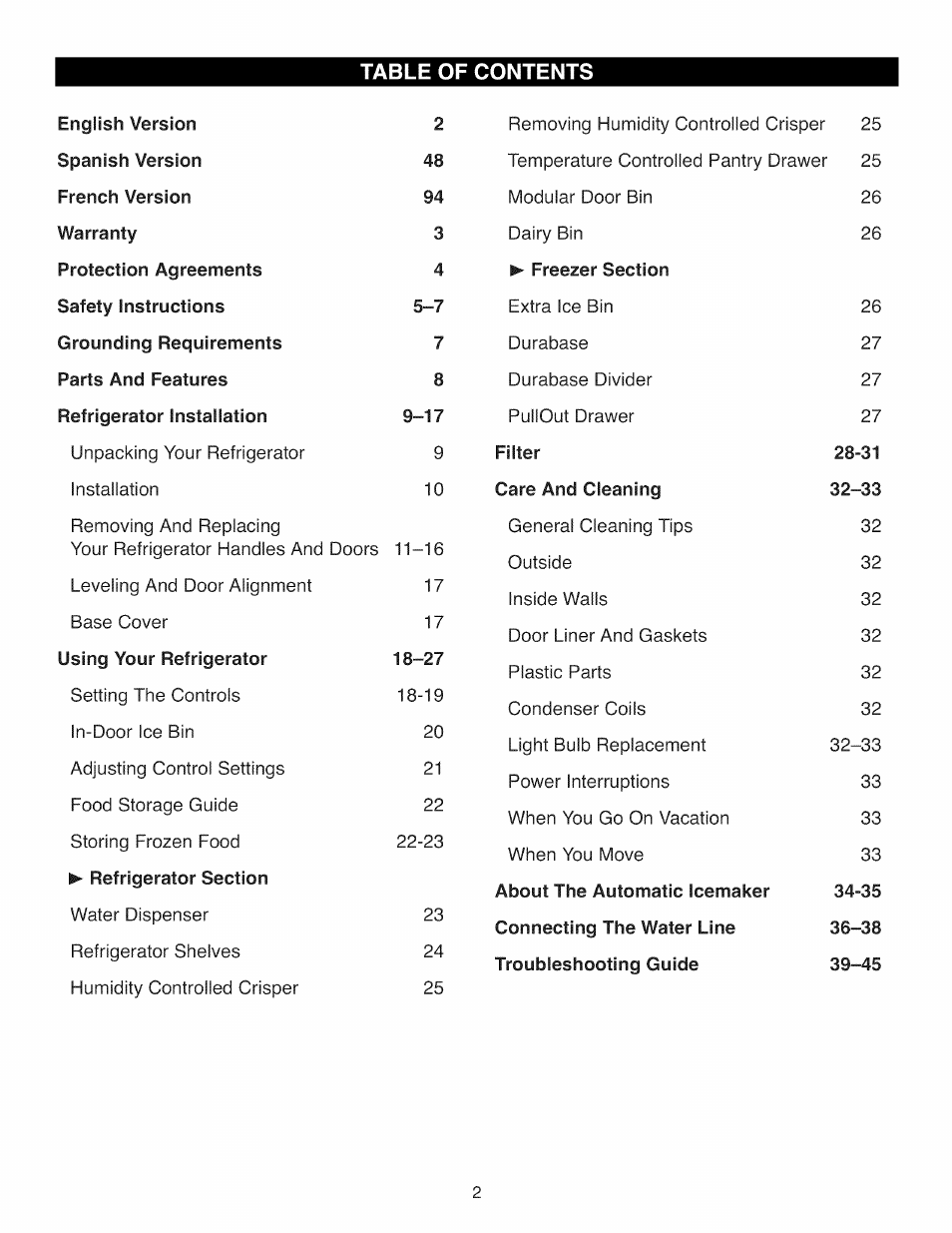 Kenmore ELITE 795.7105 User Manual | Page 2 / 46