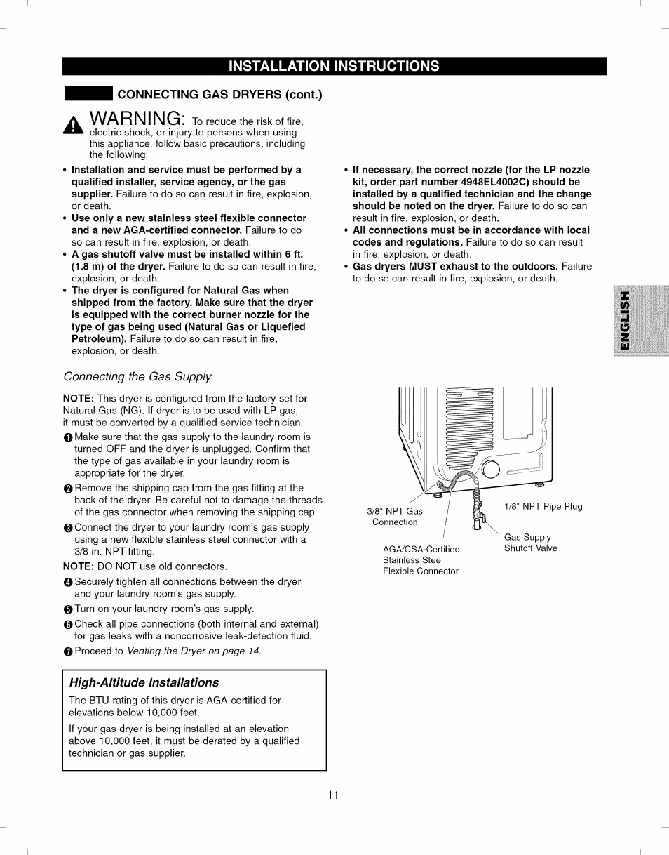 Warning | Kenmore ELITE 796.8051 User Manual | Page 11 / 68