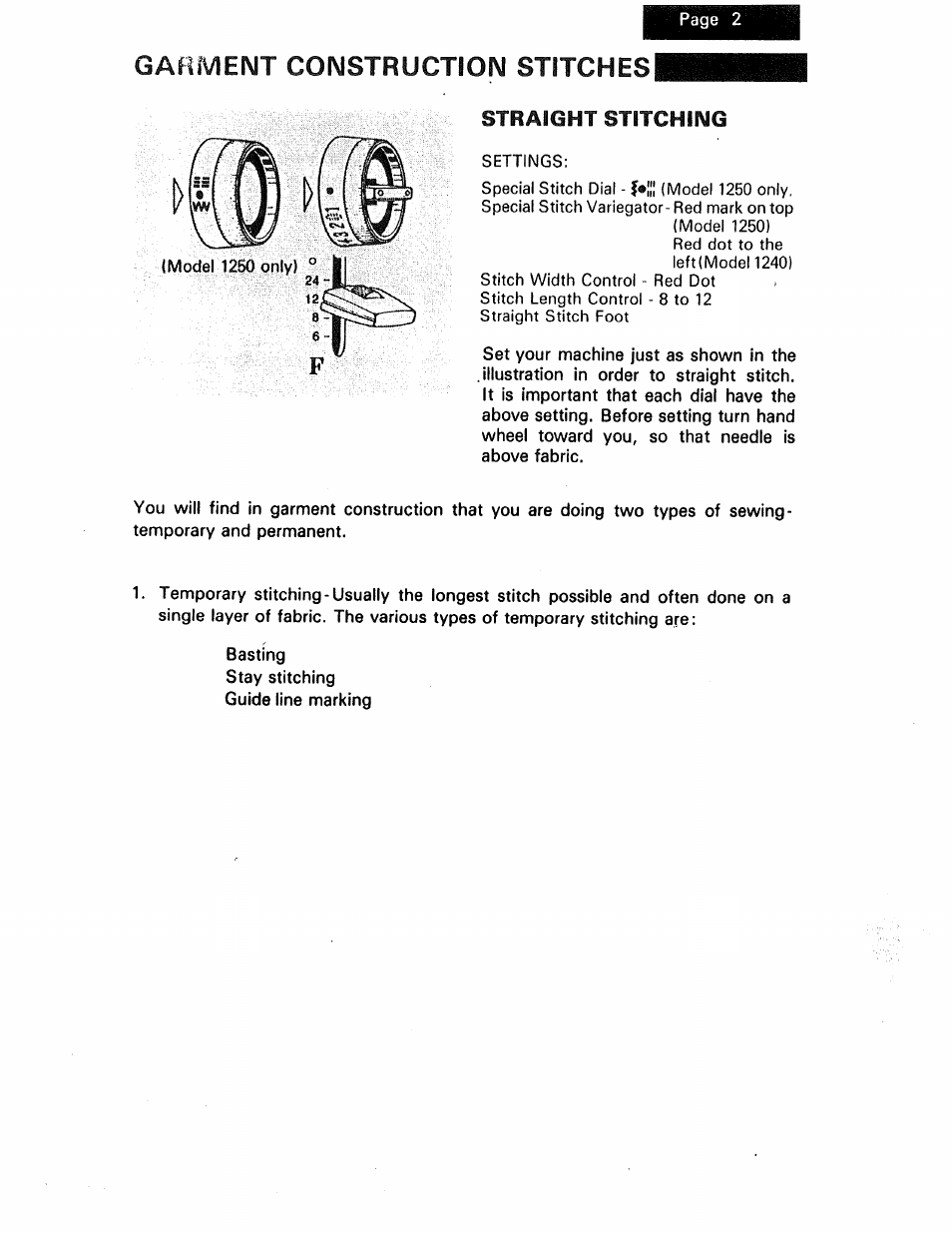 Straight stitching, Straight stitching , 3, Gahment constructfoim stitchesi | Kenmore 1250 User Manual | Page 26 / 47