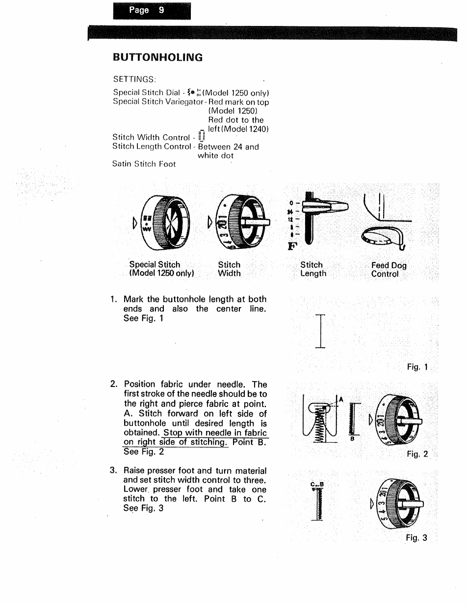Buttomholing, Buttonholing , 10 | Kenmore 1250 User Manual | Page 33 / 47