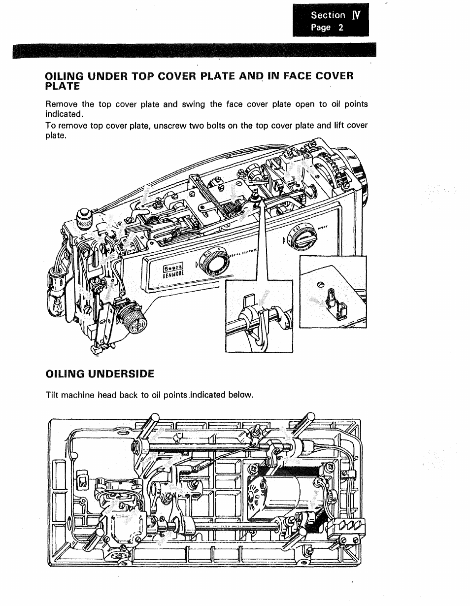 Oiling underside | Kenmore 1250 User Manual | Page 44 / 47