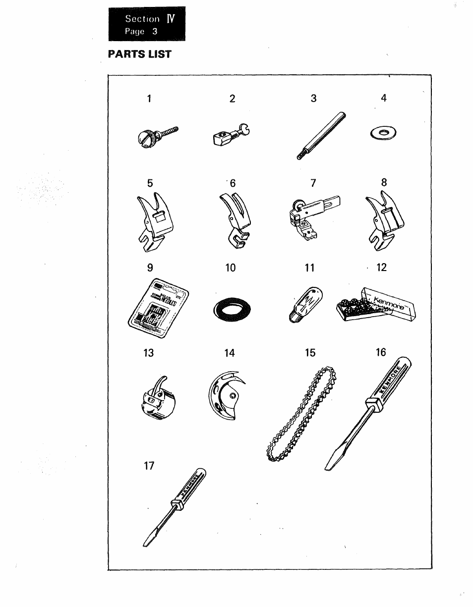 Parts list, Parts list , 4 | Kenmore 1250 User Manual | Page 45 / 47