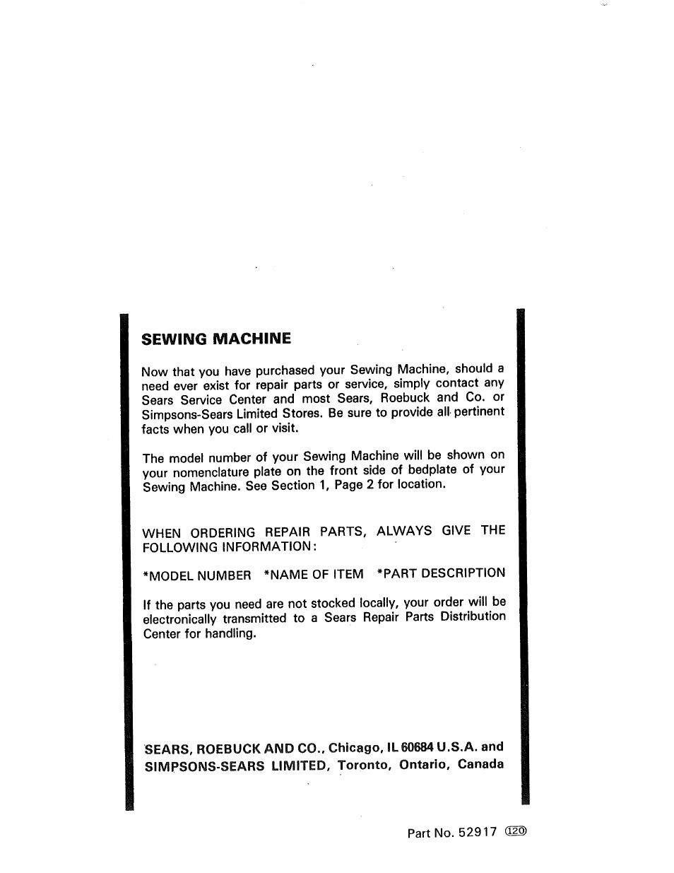 Sewing machine | Kenmore 1250 User Manual | Page 47 / 47