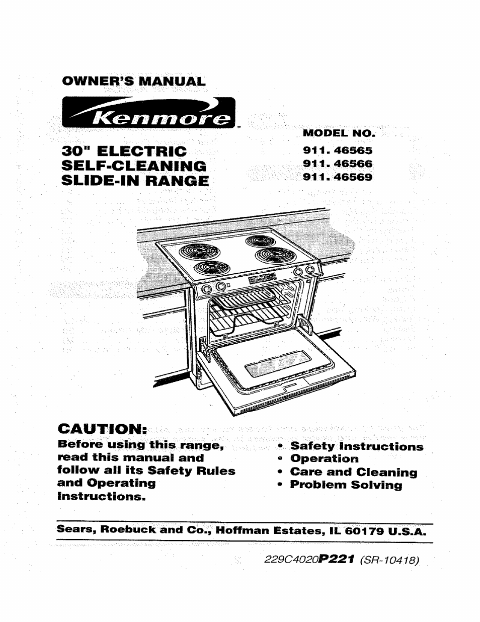 Kenmore 911.46565 User Manual | 30 pages