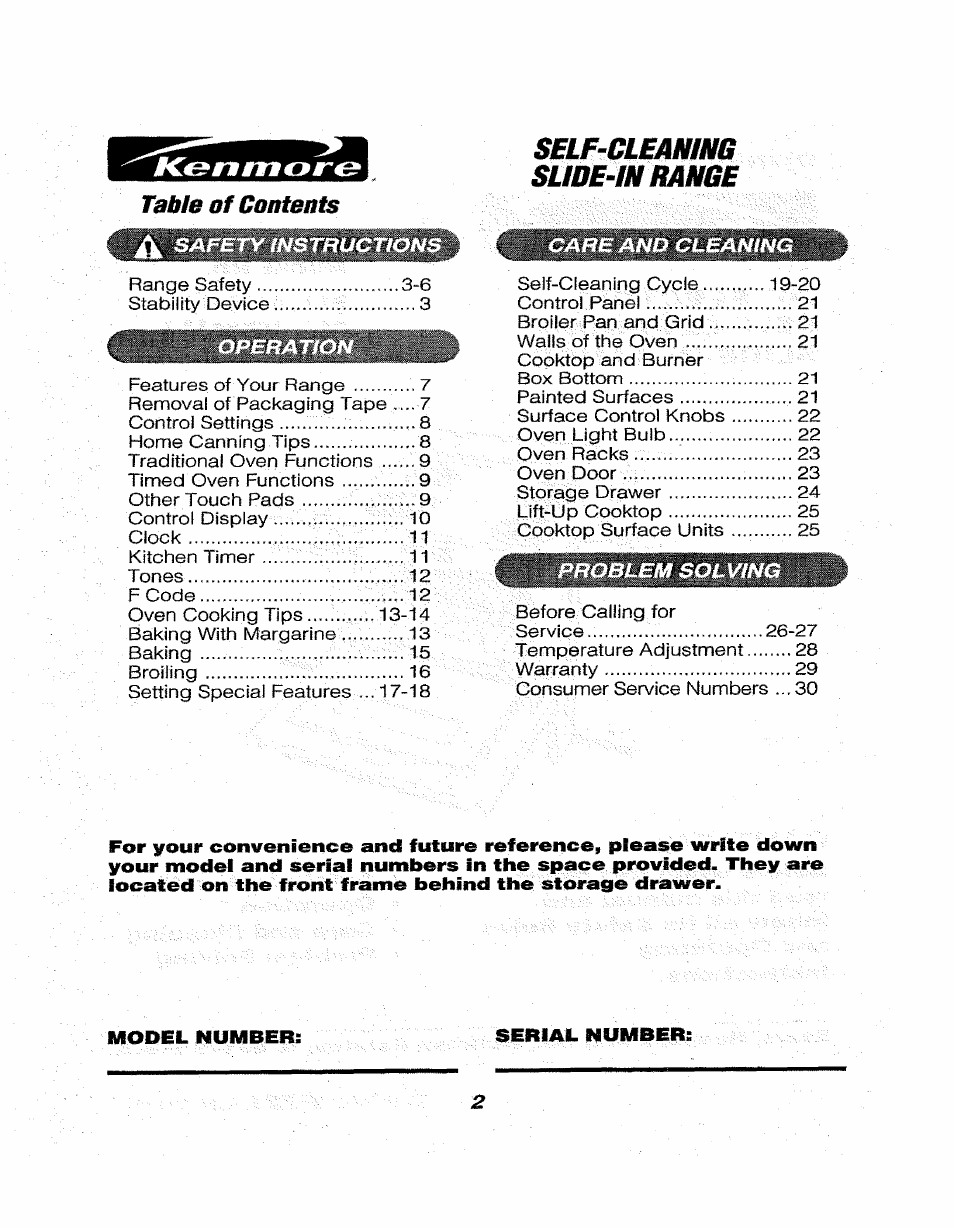 Kenmore 911.46565 User Manual | Page 2 / 30