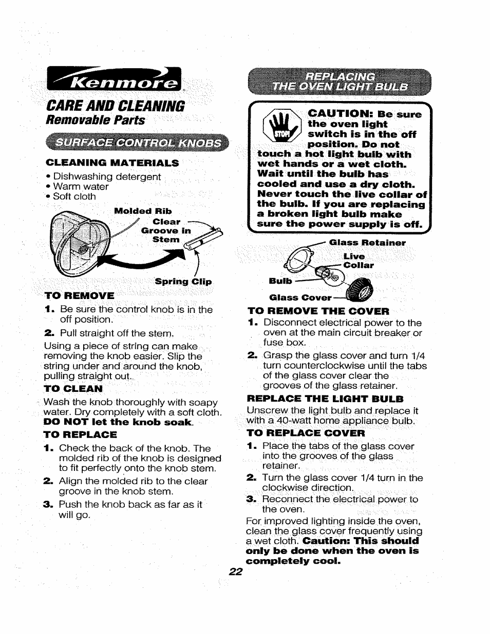 Care and cleaning | Kenmore 911.46565 User Manual | Page 22 / 30