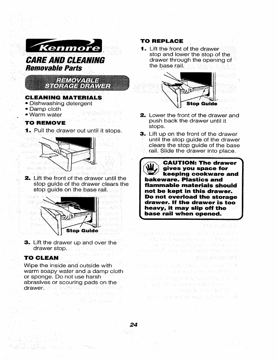 Care and cleaning | Kenmore 911.46565 User Manual | Page 24 / 30