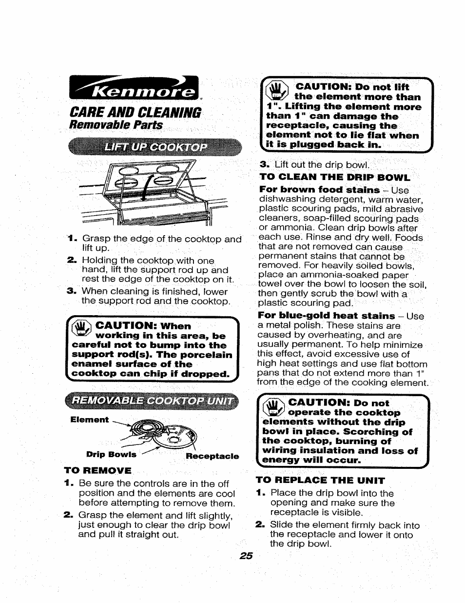 Care and cleahm remavahle parts | Kenmore 911.46565 User Manual | Page 25 / 30