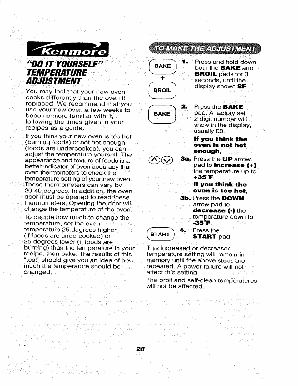 K^nm€^r, Wo n yourself’’ temperature adjustmeht r r | Kenmore 911.46565 User Manual | Page 28 / 30