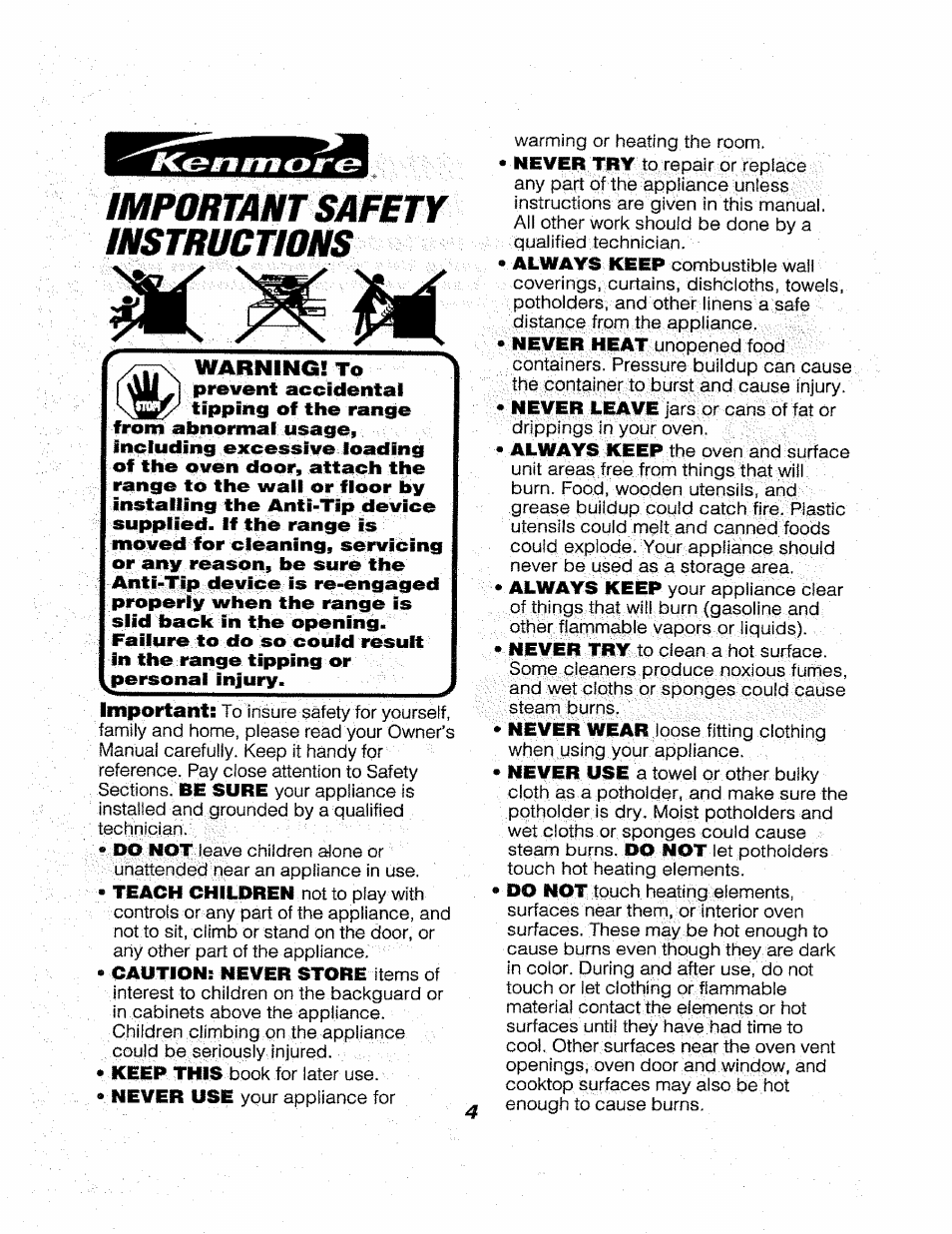 Kenmore 911.46565 User Manual | Page 4 / 30