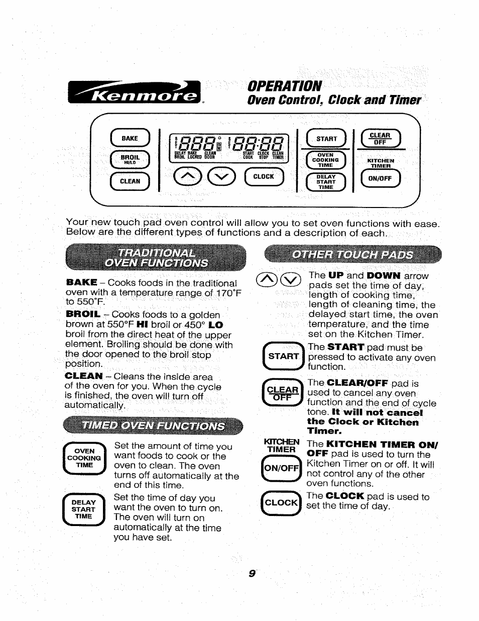 Operation | Kenmore 911.46565 User Manual | Page 9 / 30