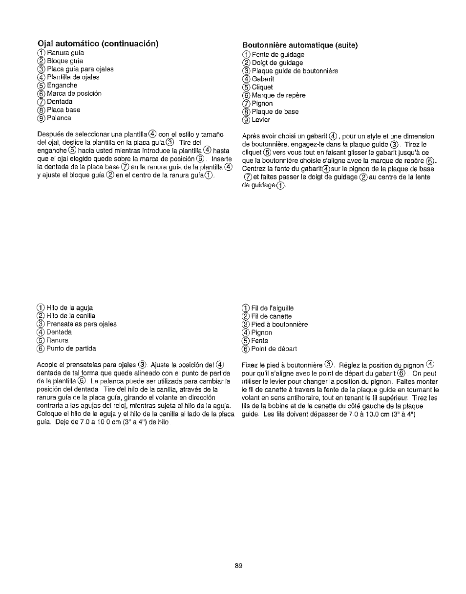 Ojal automático (continuación) | Kenmore 385.162213 User Manual | Page 101 / 111