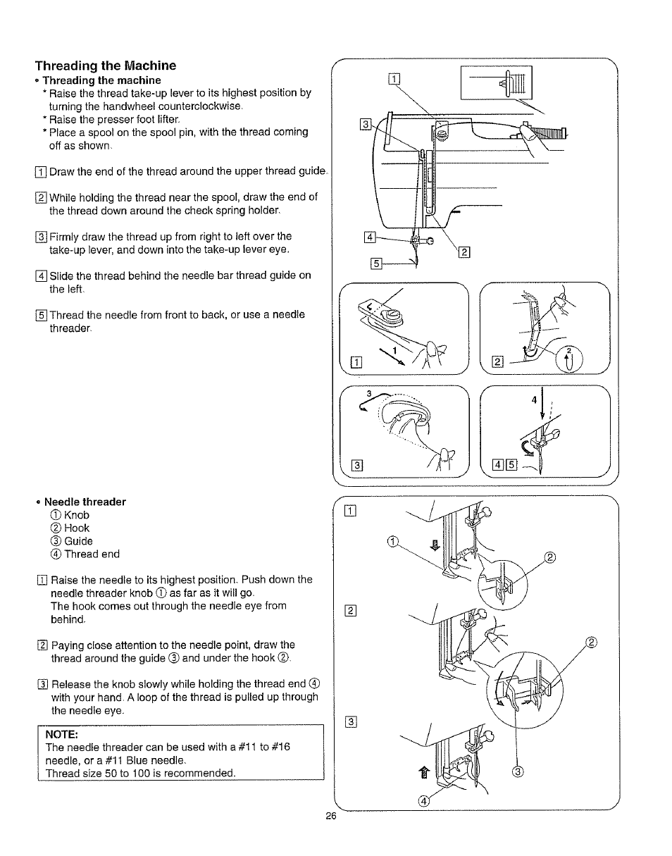 Threading the machine, Threading the machine -28 | Kenmore 385.162213 User Manual | Page 38 / 111