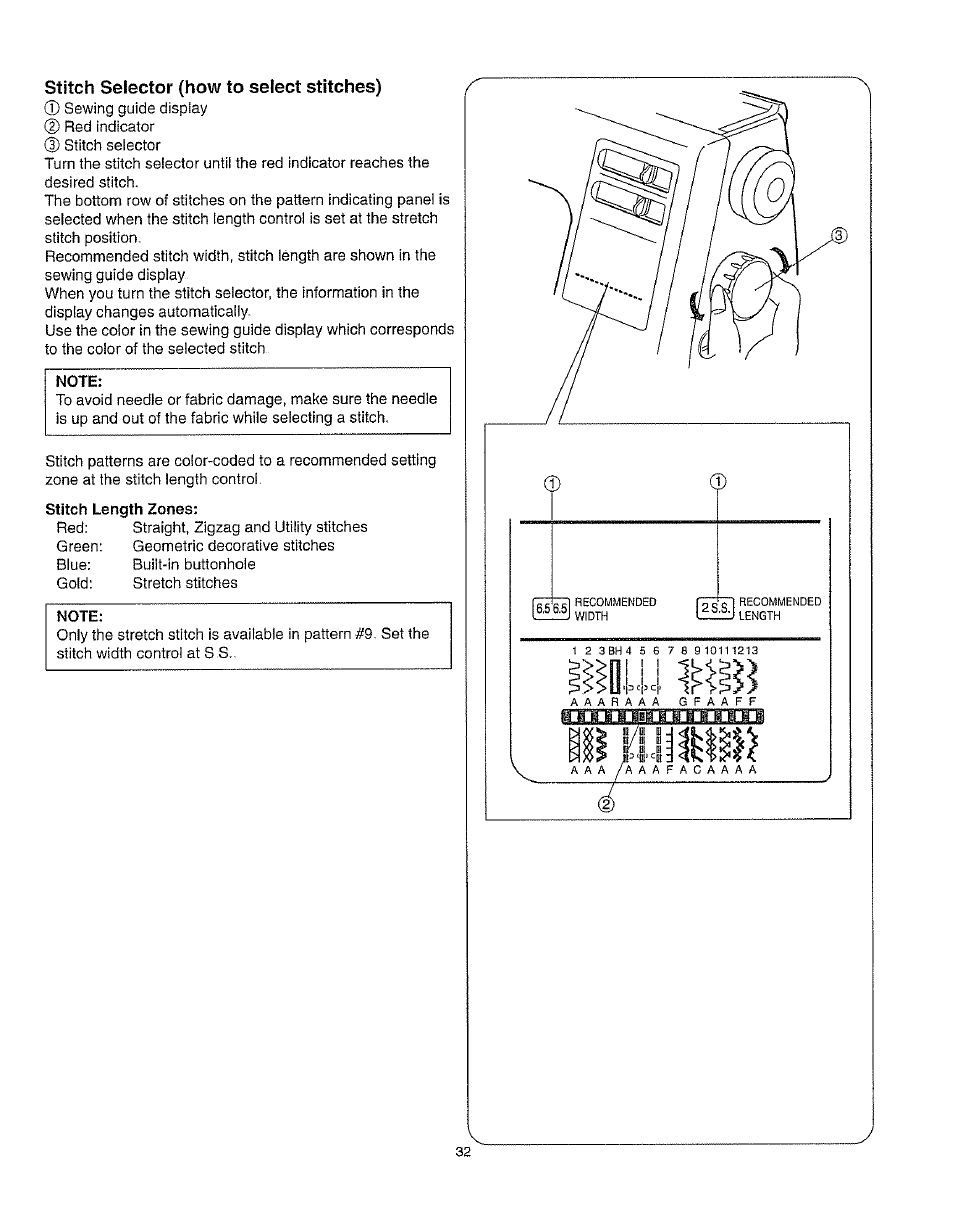 Stitch selector (how to select stitches) | Kenmore 385.162213 User Manual | Page 44 / 111