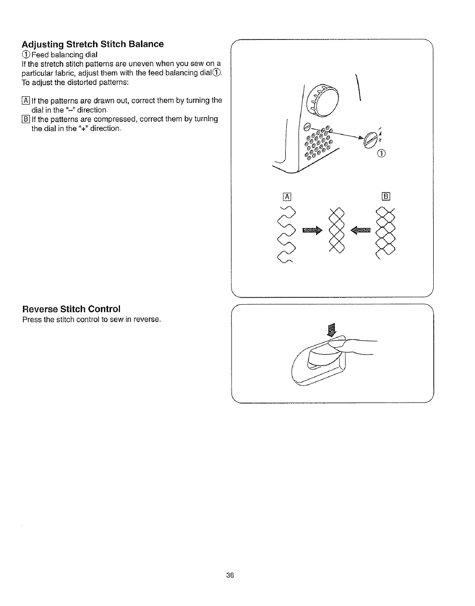 Adjusting stretch stitch balance, Reverse stitch controi, Reverse stitch control | Kenmore 385.162213 User Manual | Page 48 / 111