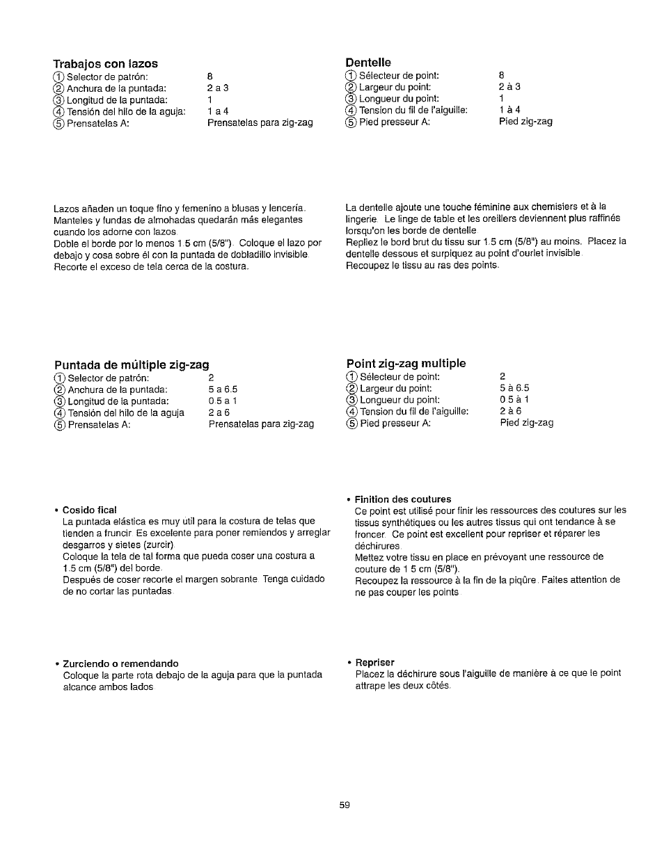 Point zig-zag multiple | Kenmore 385.162213 User Manual | Page 71 / 111