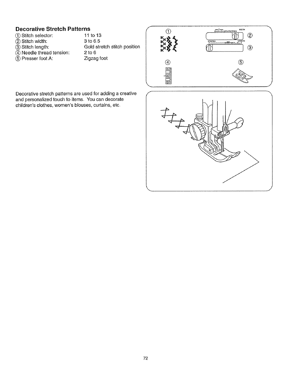 Decorative stretch patterns, Decorative stitch patterns | Kenmore 385.162213 User Manual | Page 84 / 111