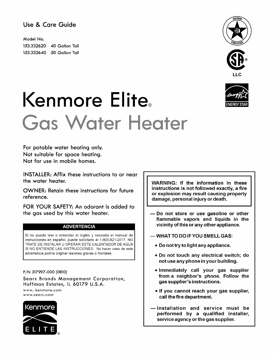 Kenmore ELITE 153.33264 User Manual | 44 pages