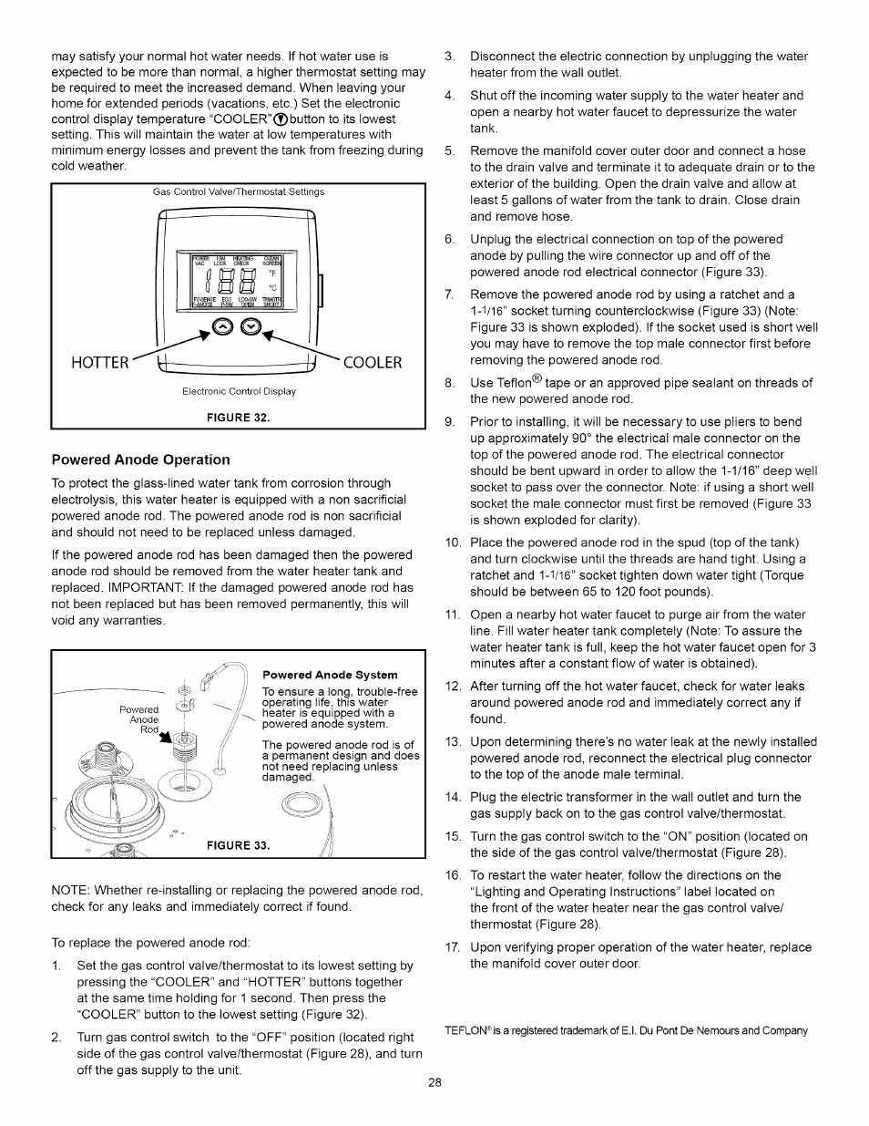 Powered anode operation, Powered anode rod operation | Kenmore ELITE 153.33264 User Manual | Page 28 / 44