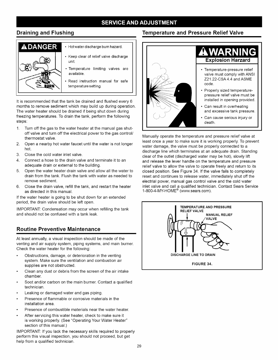 Routine preventive maintenance, Warning, Adanger | Kenmore ELITE 153.33264 User Manual | Page 29 / 44