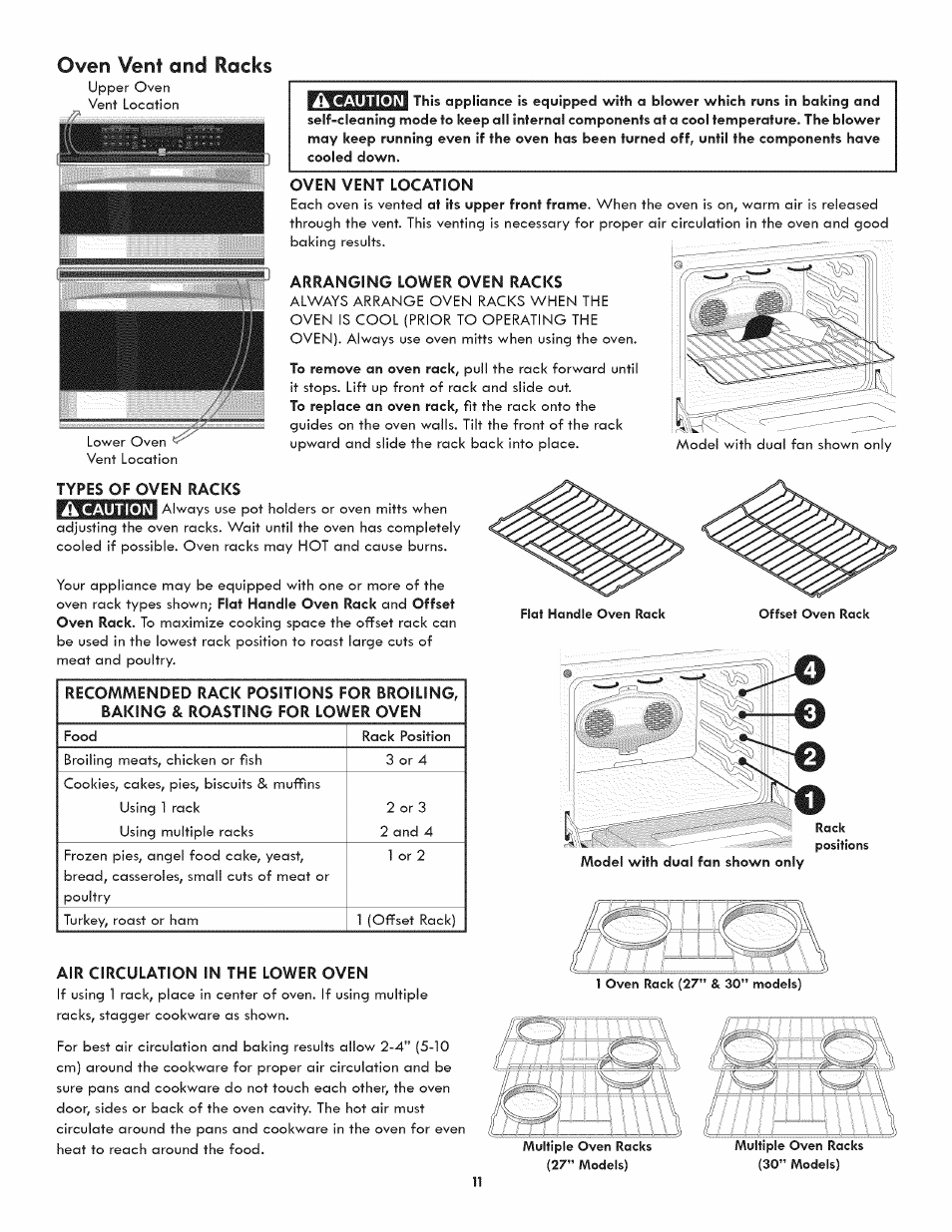 Oven vent and racks | Kenmore ELITE 790.488 User Manual | Page 11 / 46