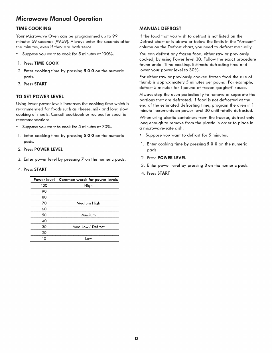 Microwave manual operation | Kenmore ELITE 790.488 User Manual | Page 13 / 46